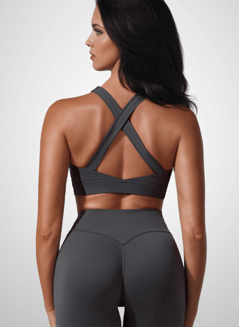 סט ספורטיבי 3 חלקים: טייץ מחטב High Waist, טופ וג'קט הודיס - דגם Poise