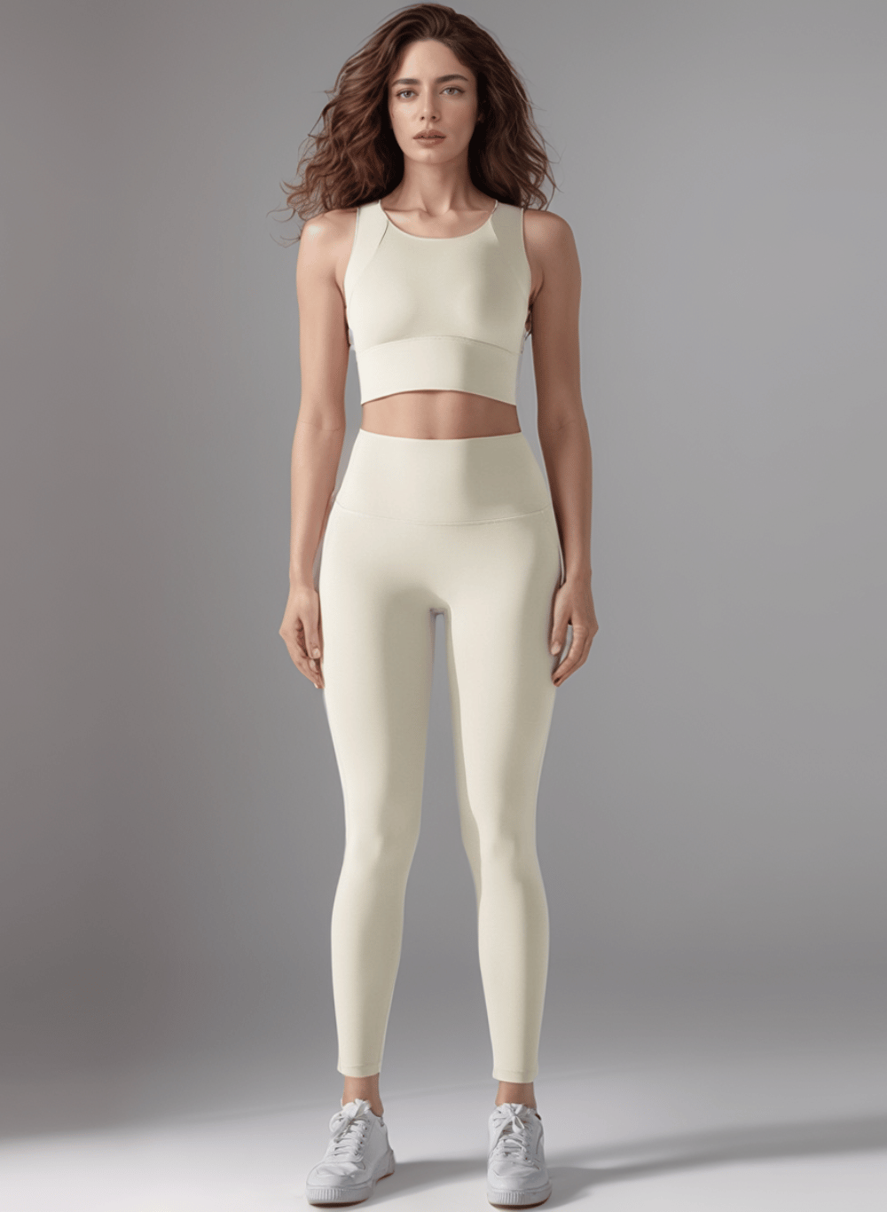 סט בגדי ספורט נשים – גופיית קרופ וטייץ מחטב - דגם Vesta 7053 set