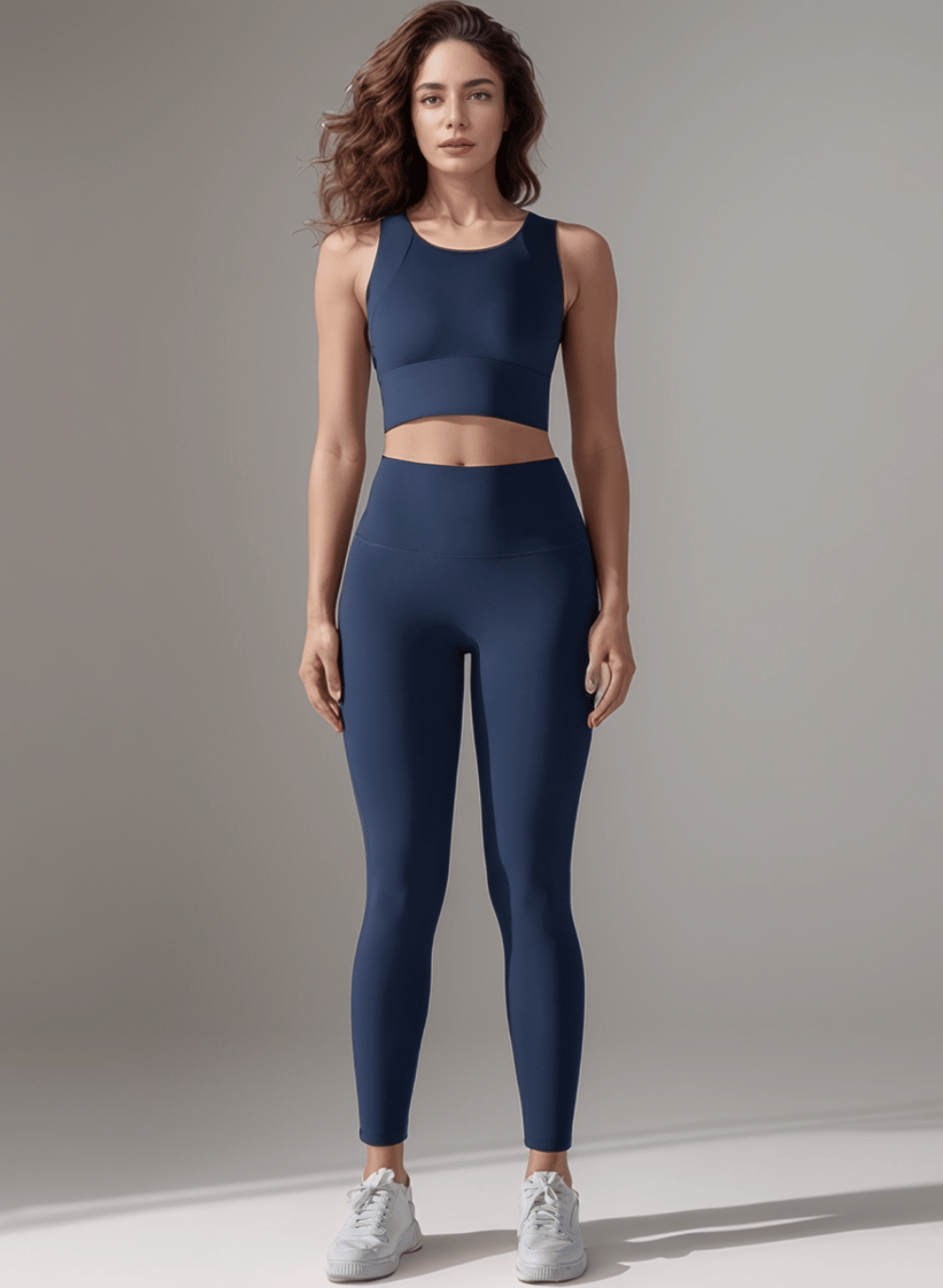 סט בגדי ספורט נשים – גופיית קרופ וטייץ מחטב - דגם Vesta 7053 set