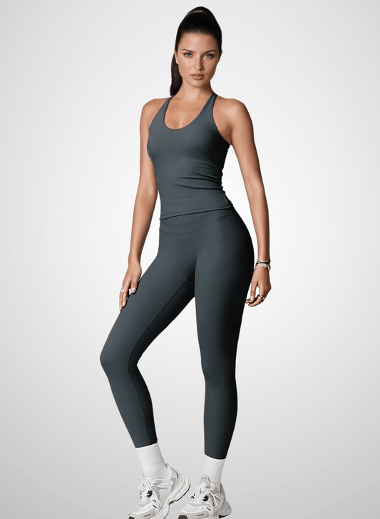 סט טייץ וגופיית קרופ מחטב לנשים – דגם SculptFit 8863 Set