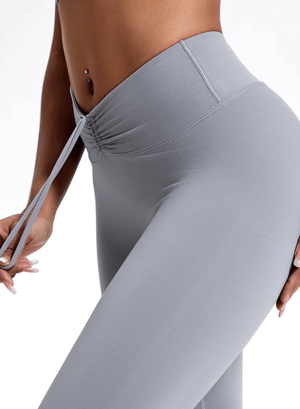 טייץ מחטב עם כיווצים בישבן High Waist עם שרוך  - דגם Elevate