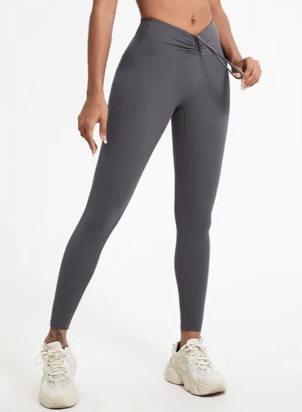טייץ מחטב עם כיווצים בישבן High Waist עם שרוך - דגם Elevate
