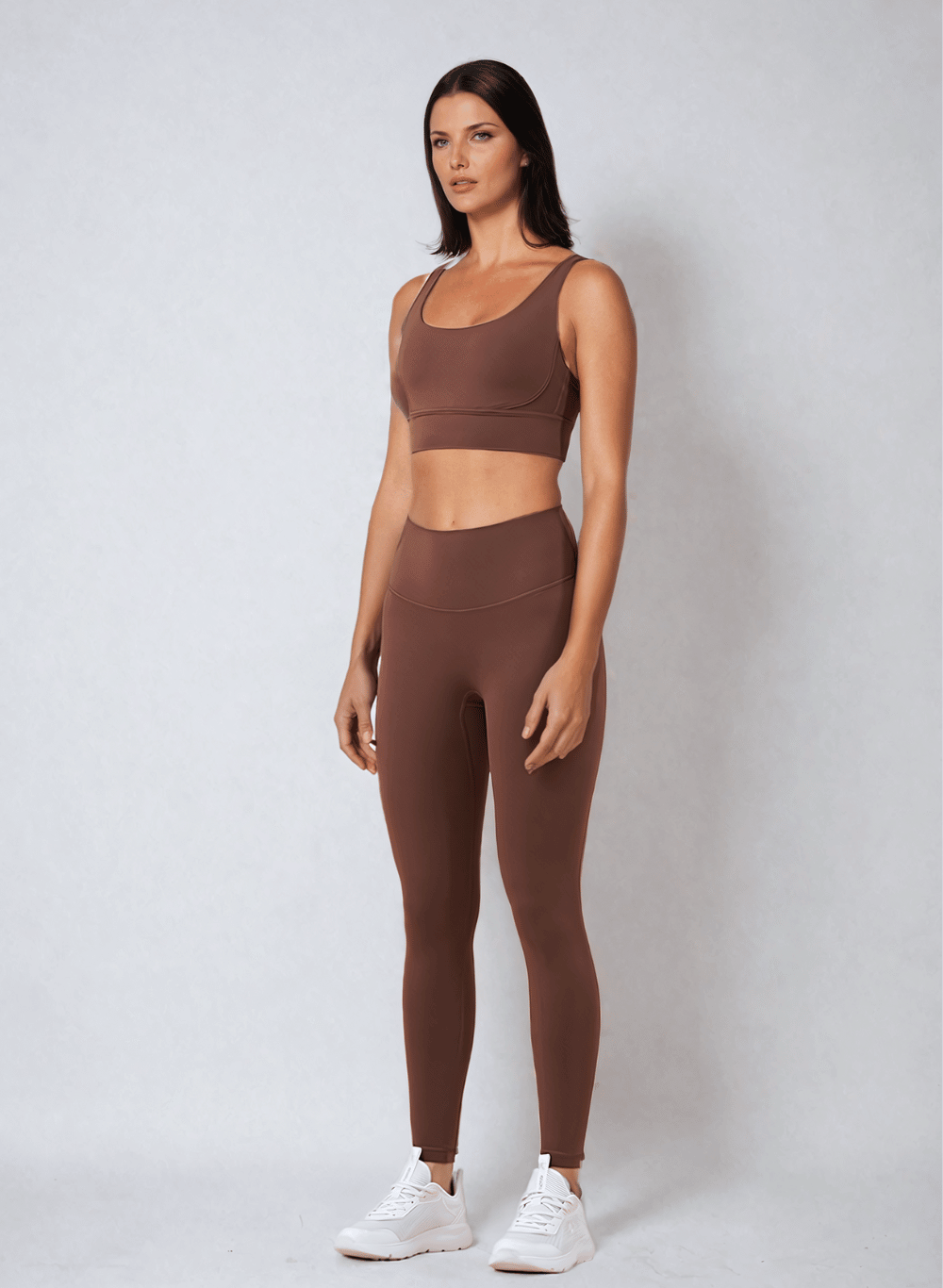 סט ספורט נשים הכולל טייץ מחטב High Waist וטופ - דגם קורל (set)