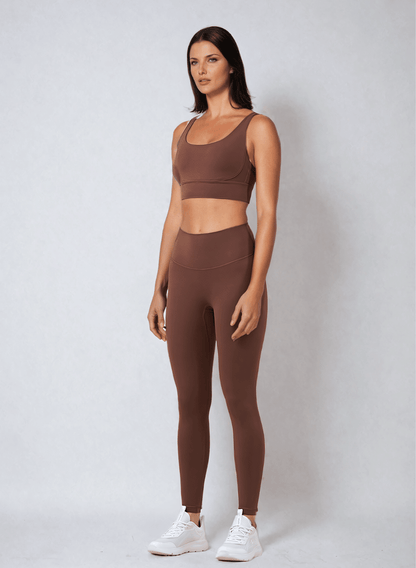 סט ספורט נשים הכולל טייץ מחטב High Waist וטופ - דגם קורל (set)