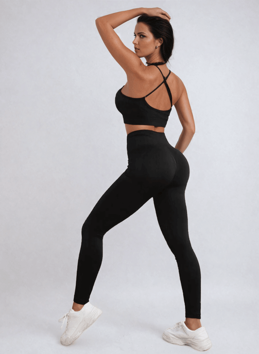 סט ספורט נשים טייץ וטופ High Waist  - דגם Poise