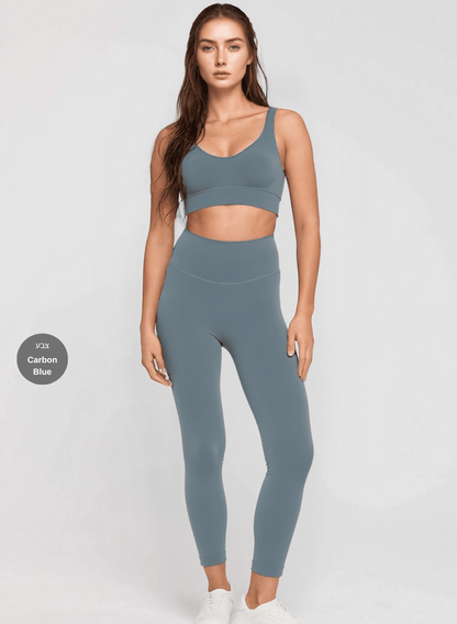 חליפות ספורט לנשים סט טייץ מחטב High Waist וטופ - דגם Balance (set)
