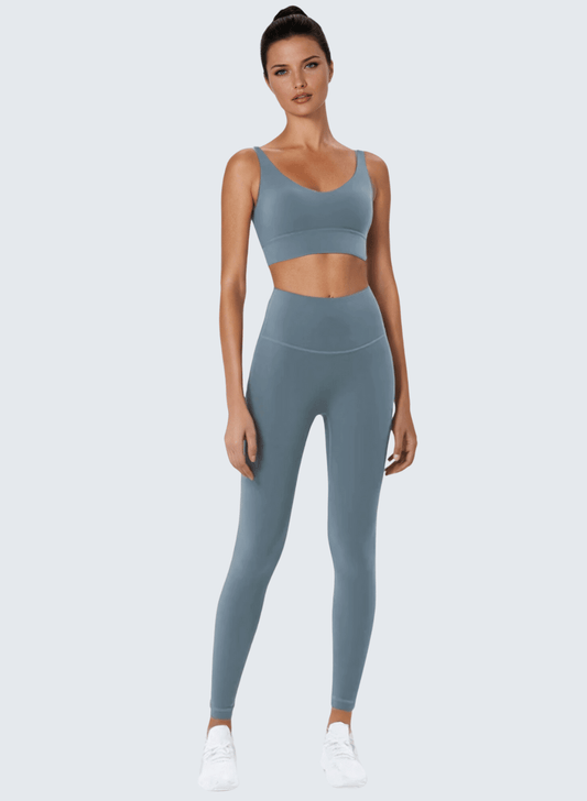 חליפות ספורט לנשים סט טייץ מחטב High Waist וטופ - דגם Balance (set)